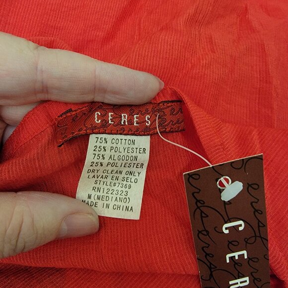 Ceres Y2K Red Shirt with Belt, Size M, $25-NEW - Picture 3 of 4